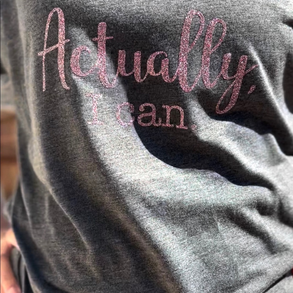 Soft Gray slouchy shirt with glitter vinyl by AWilsonTutu Boutique